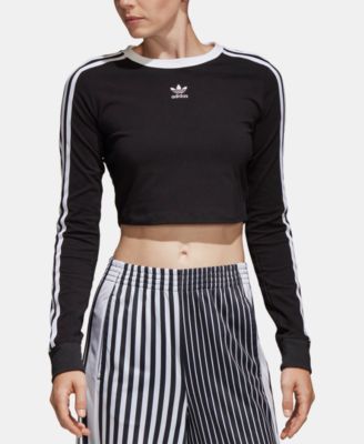 adidas 3 stripe long sleeve top womens