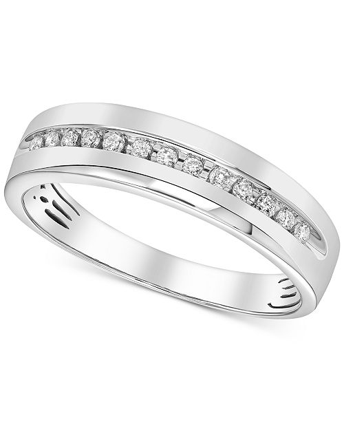 Macy S Men S Diamond Channel Set Band 1 6 Ct T W In 14k White Gold Or Yellow Gold Reviews Rings Jewelry Watches Macy S