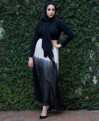 ombre chiffon maxi skirt