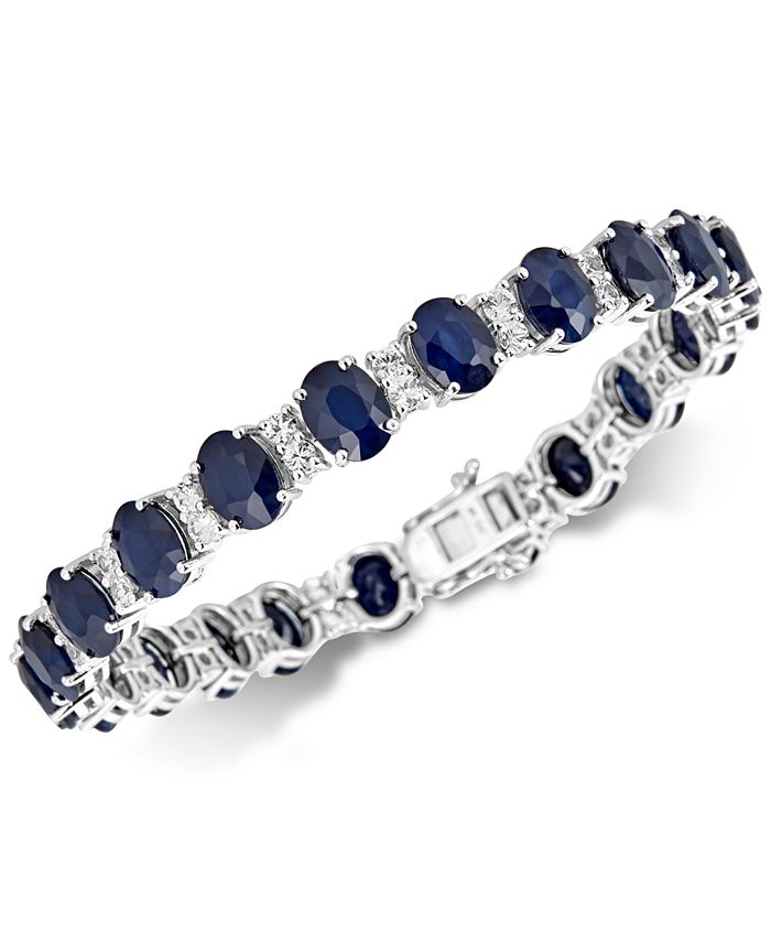Macy's Sapphire (33 ct. t.w.) & White Topaz (4 ct. t.w.) Link Bracelet ...