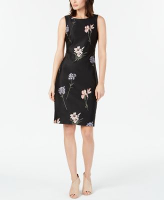 calvin klein floral embroidered sheath dress