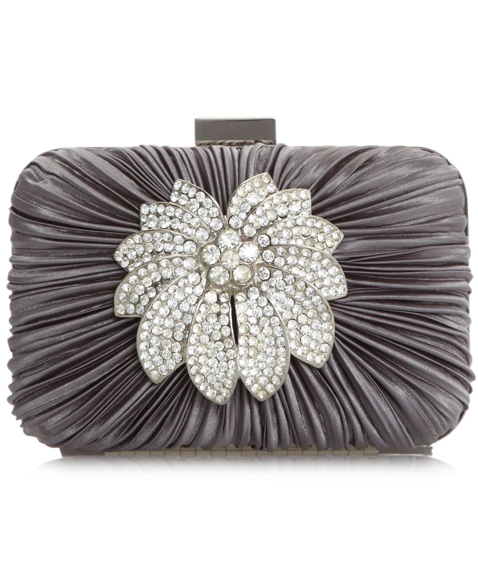 Jessica McClintock Handbag, Rouched Satin Evening Clutch with Stones