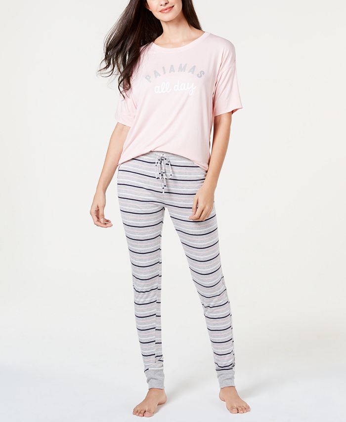 Jenni By Jennifer Moore Core Short Sleeve Top And Pajama Pants Sleep Separates Created For Macys
