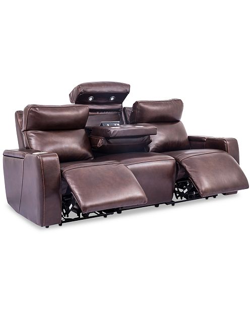 Furniture Oaklyn 85 3 Piece Leather Sectional Sofa With 2 Power Recliners Power Headrests Usb Power Outlet And Drop Down Table Reviews Furniture Macy S