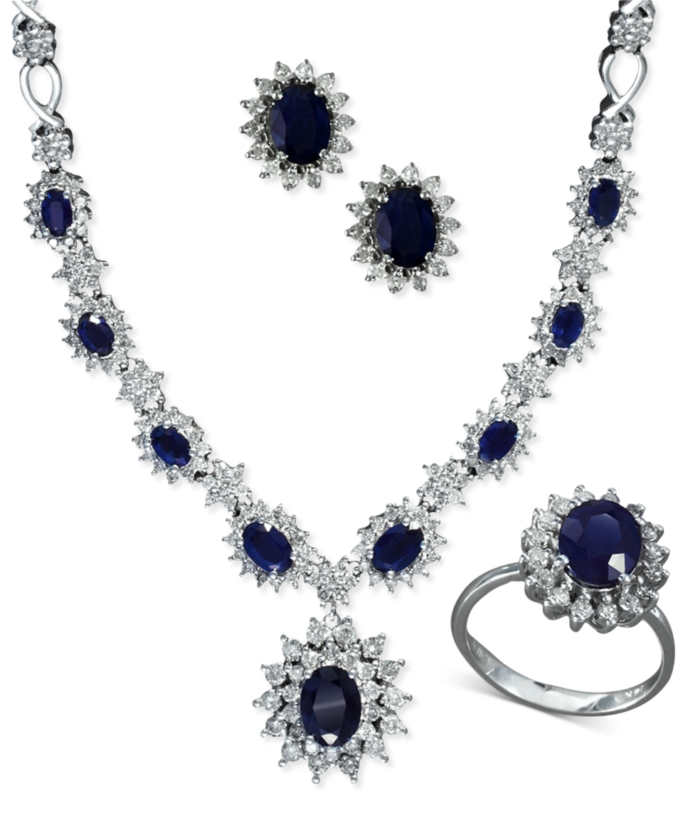 EFFY Jewelry Sapphire and Diamond Jewelry Ensemble in 14k White Gold