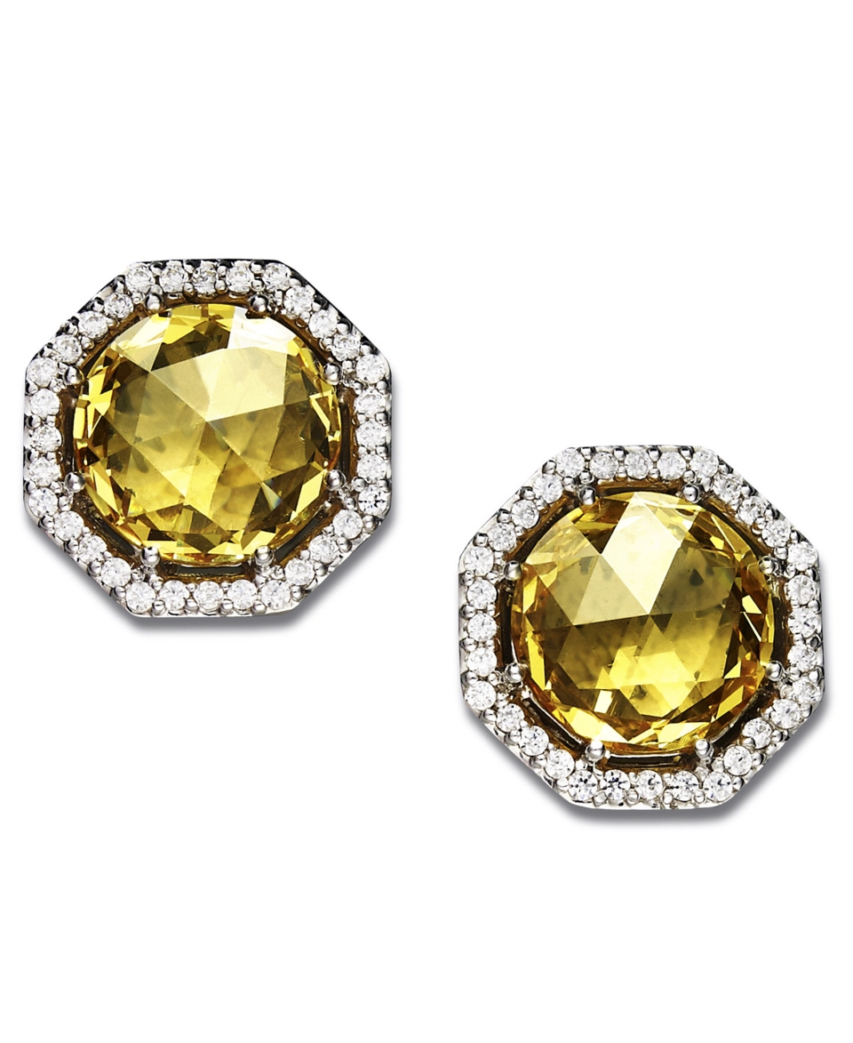 Arabella Sterling Silver Earrings, Yellow Swarovski Zirconia Stud