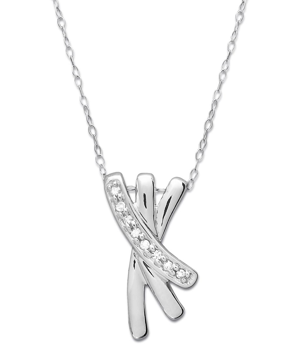 Diamond Necklace, 14k White Gold Diamond Accent Flip Flop Diamond