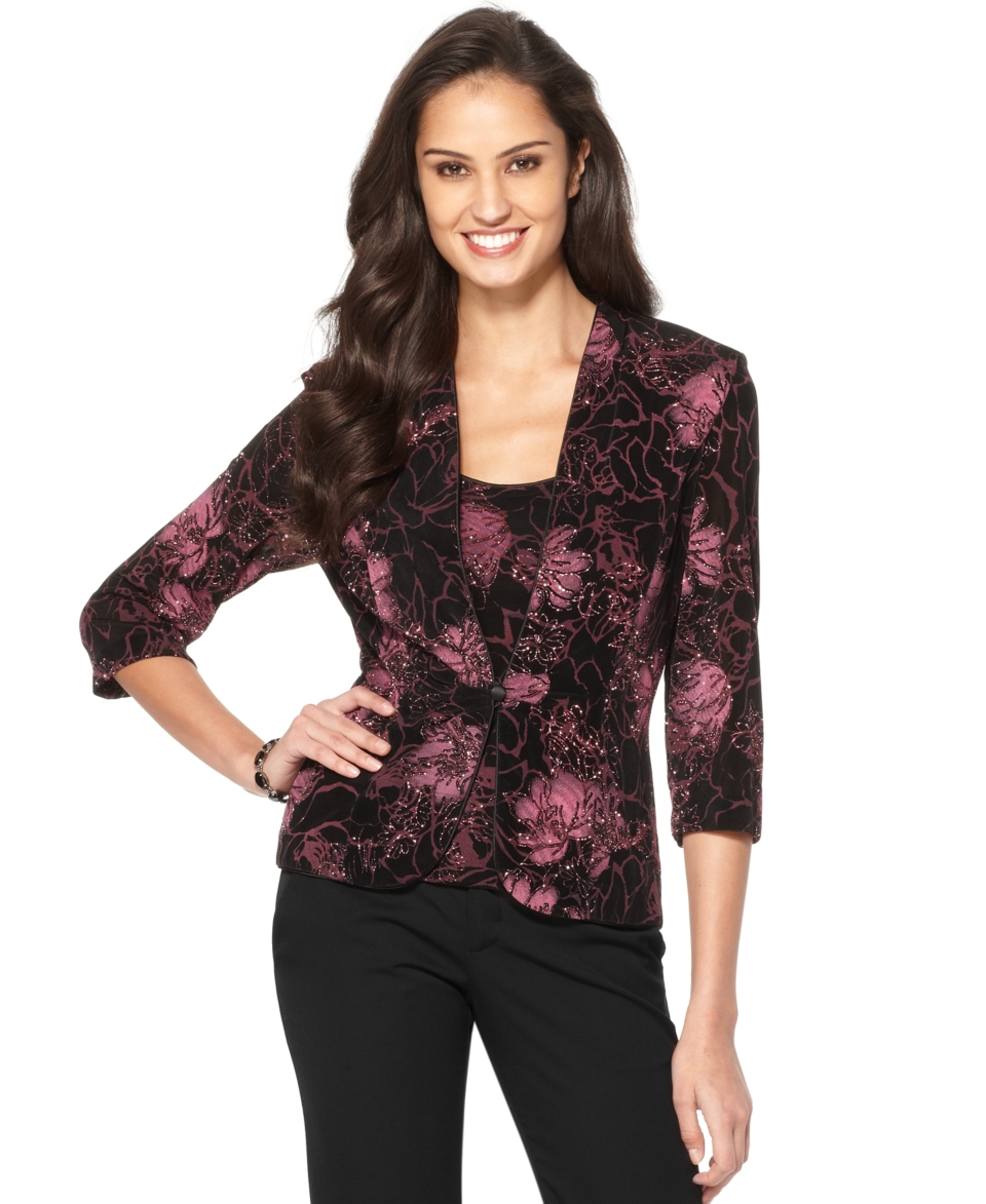 Alex Evenings Jacket & Cami, Three Quarter Sleeve Floral Printed