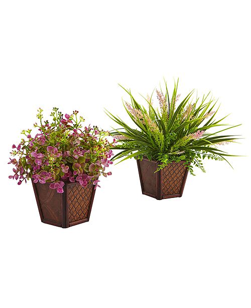 Nearly Natural Assorted Grass Set W Decorative Planters Set Of 2 Reviews Home Macy S