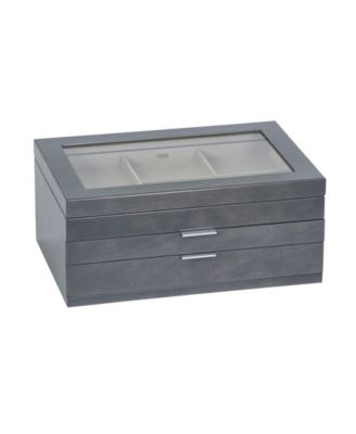 Co Misty Glass Top Wooden Jewelry Box 
