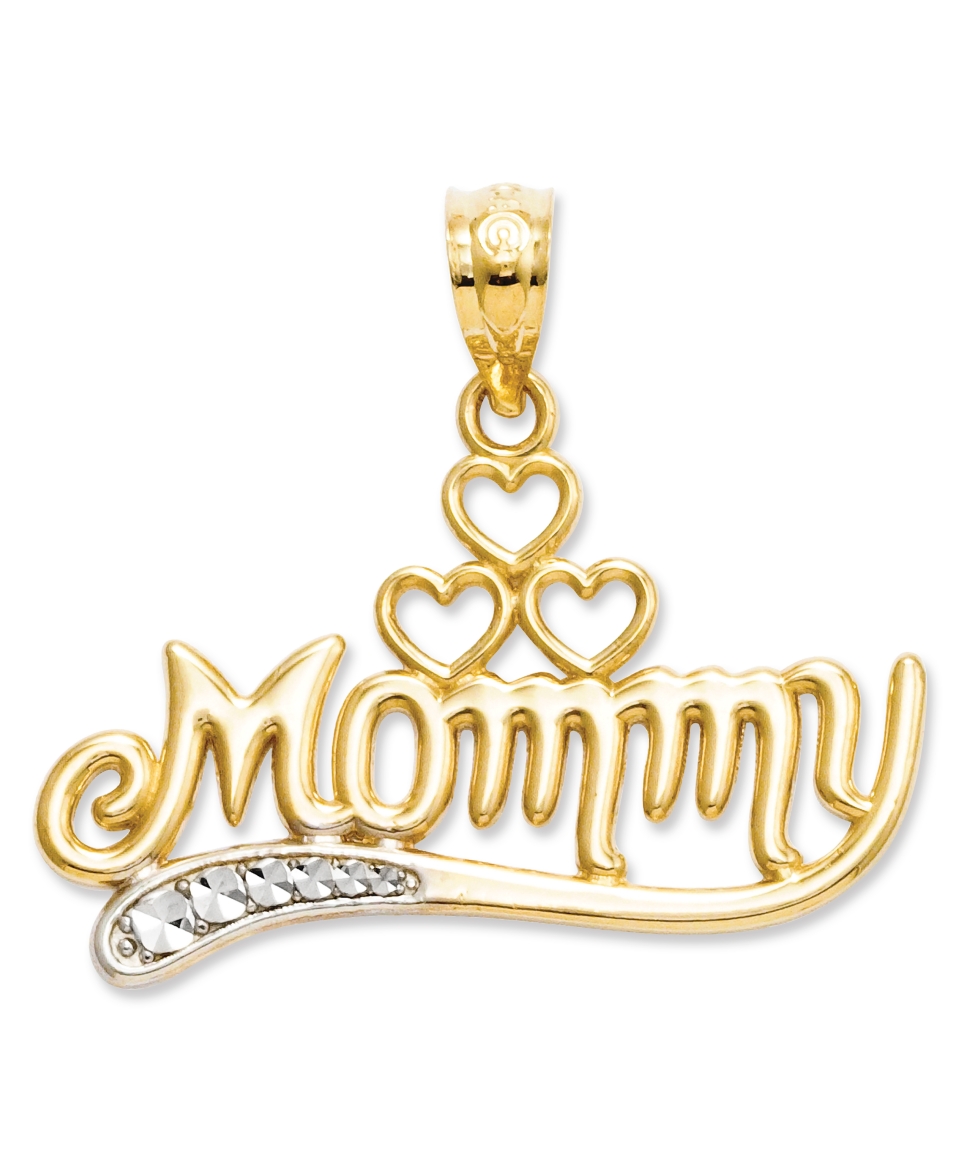 14k Gold and Sterling Silver Charm, Mommy Charm   Jewelry & Watches