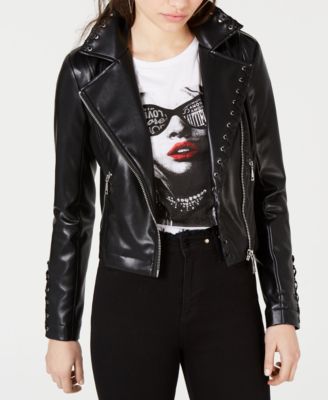 guess faux leather moto jacket