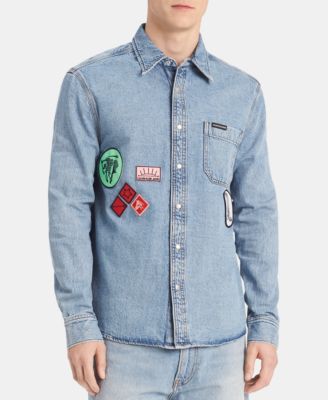 patch denim shirt