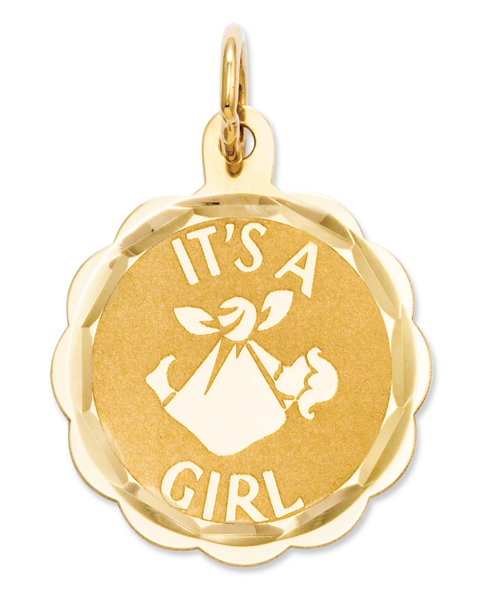 14k Gold Charm, Its a Girl Charm   Jewelry & Watches