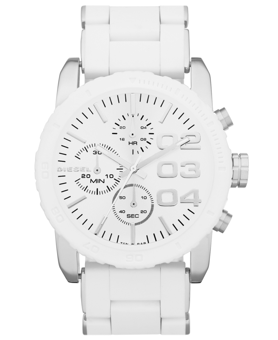 Diesel Watch, Chronograph White Silicone Wrapped Stainless Steel