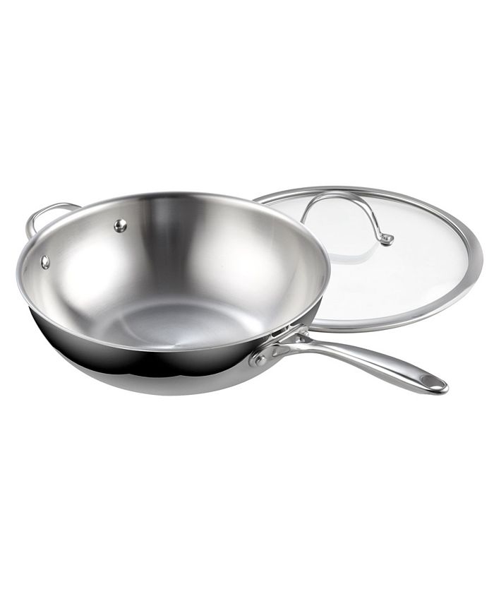 Cooks Standard 12" MultiPly Clad Stainless Steel Wok Stir Fry Pan with