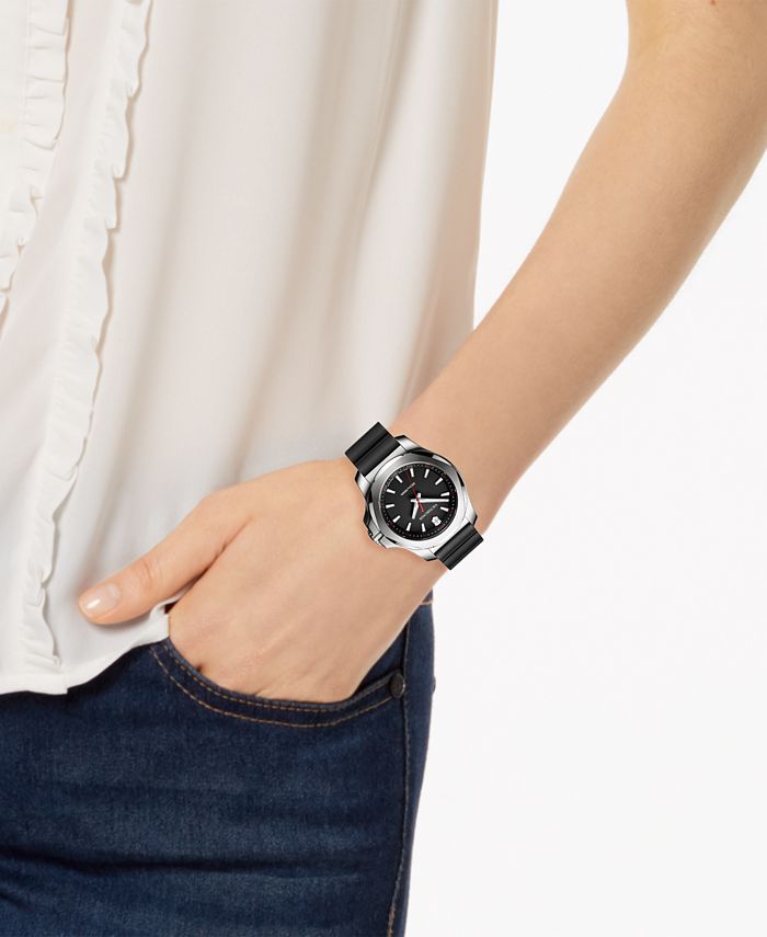 Victorinox Swiss Army Women S I N O X Black Rubber Strap Watch 37mm Reviews All Fine Jewelry Jewelry Watches Macy S