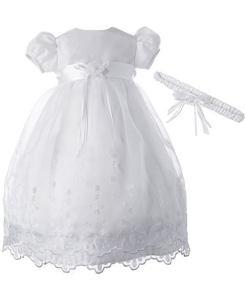 Lauren Madison Baby Girls 2 Pc Christening Dress Headband Set Reviews All Girls Dresses Kids Macy S