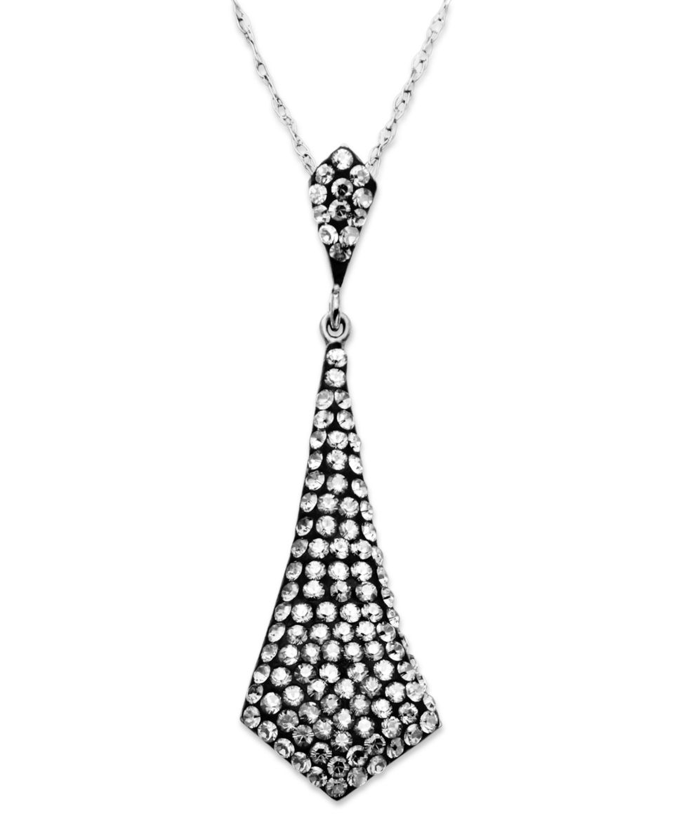 Kaleidoscope Sterling Silver Pendant, White Crystal Tie Pendant with