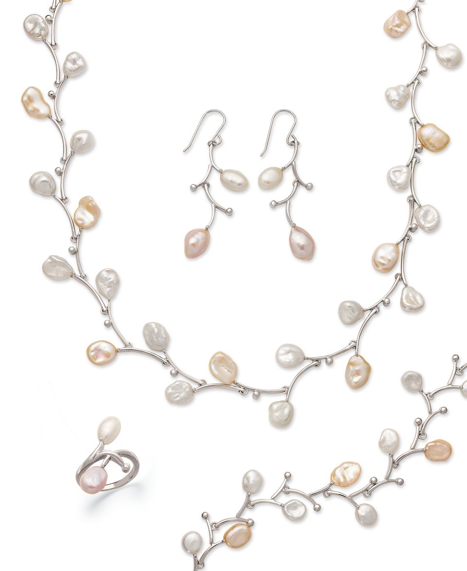 Pearl Necklace, Sterling Silver Keishi Cultured Freshwater Pearl Leaf