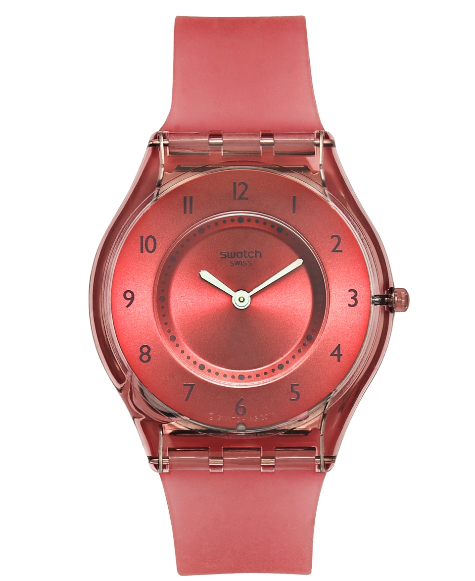 Swatch Watch, Unisex Swiss Burgundy Softness Translucent Burgundy Silicone Strap 34mm SFR103   Watches   Jewelry & Watches
