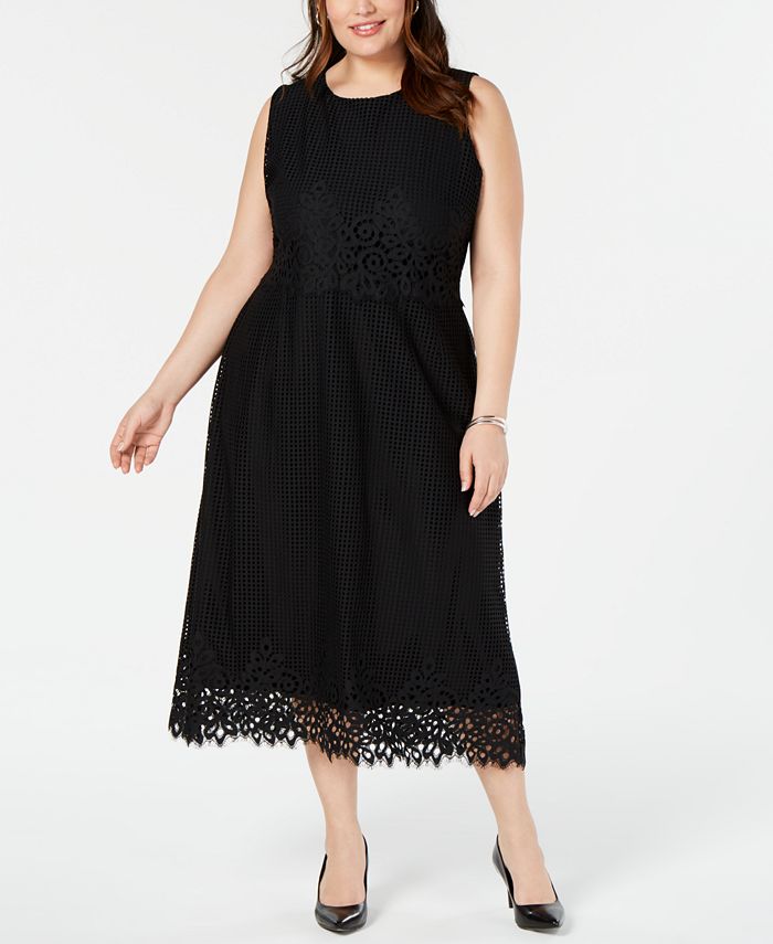 Alfani Plus Size Geo-Lace Midi Dress, Created for Macy's & Reviews