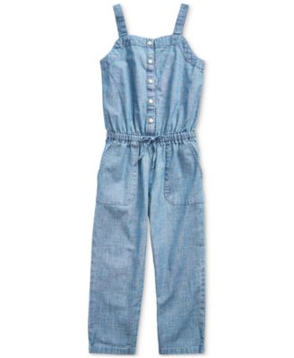 girls chambray jumpsuit