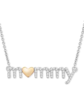 Diamond Mommy Heart Pendant Necklace 
