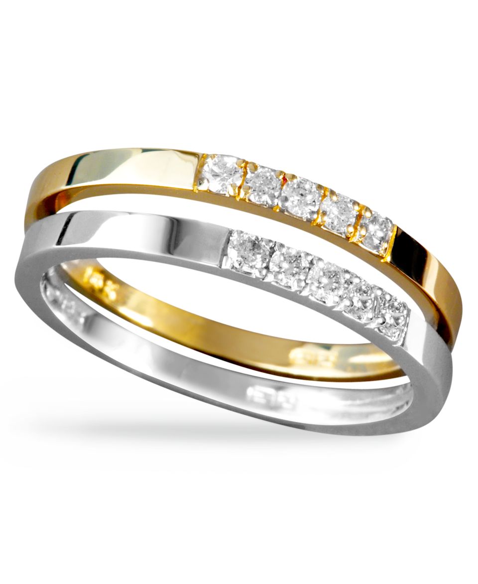 EFFY Collection Diamond Rings Set, 14k White Gold and 14k Rose Gold