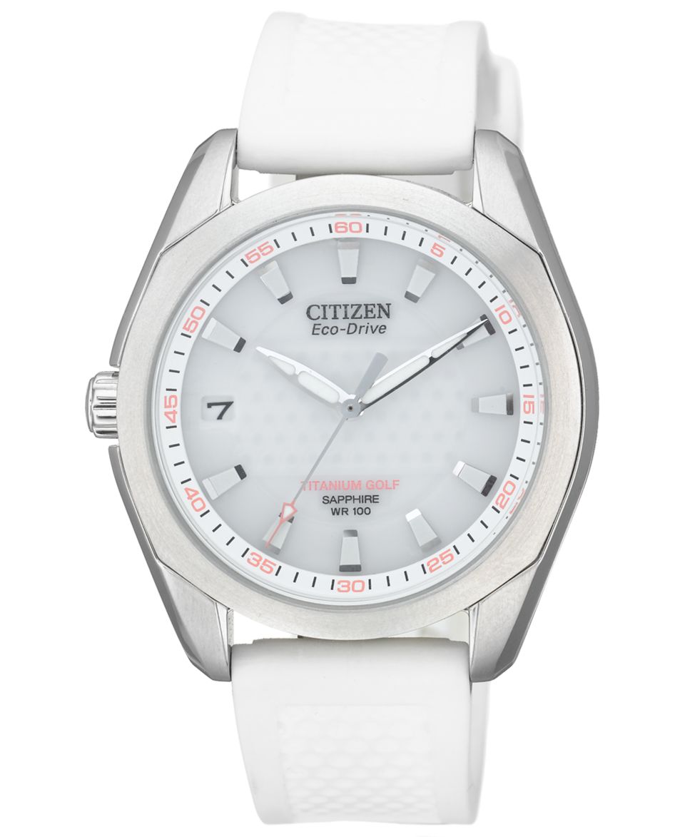 Citizen Womens Eco Drive Titanium Golf White Rubber Strap Watch 35mm EO1070 05A   Watches   Jewelry & Watches