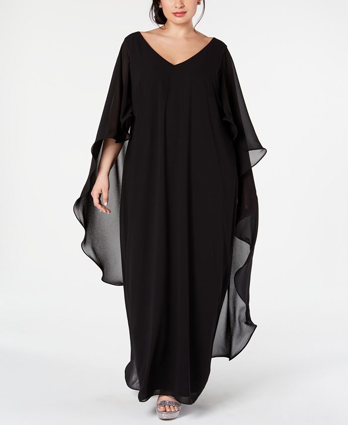 plus size gown with cape