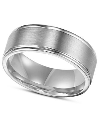 Men's Sterling Silver Ring, 8mm Engraved Wedding Band - Rings - Jewelry ...