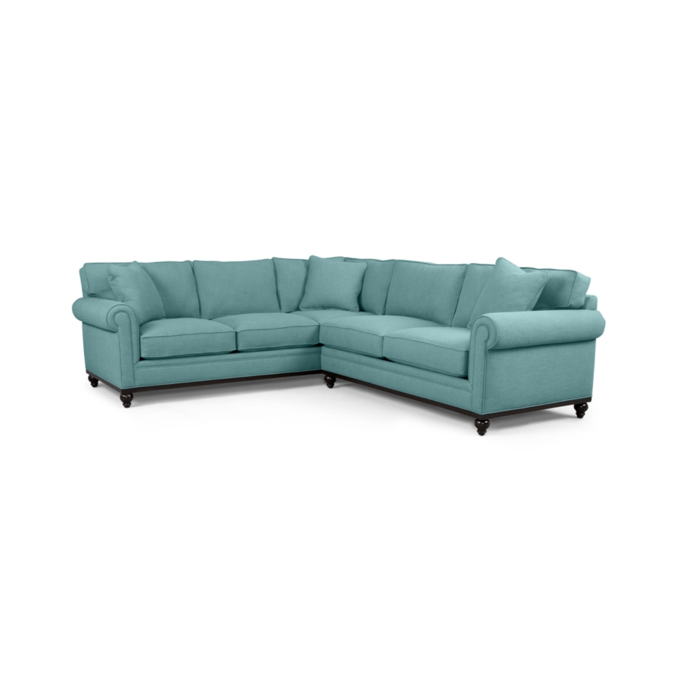 Martha Stewart Fabric Sectional Sofa, Club 3 Piece 138W x 100D x 31