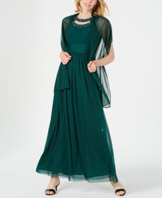 green dress with shawl