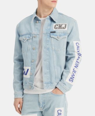 denim graphic trucker jacket