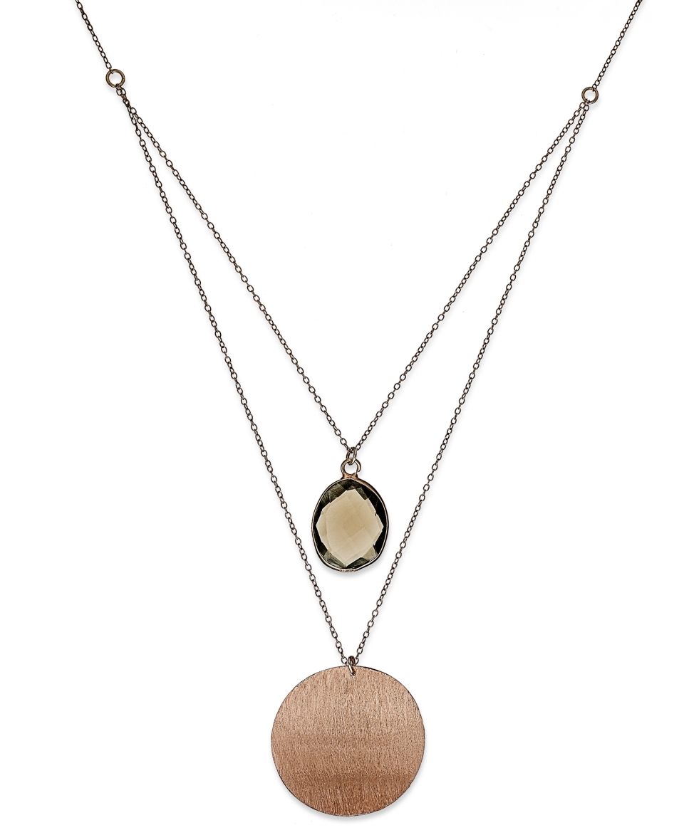 Necklace, Smokey Quartz Double Drop Layered Necklace (12 ct. t.w