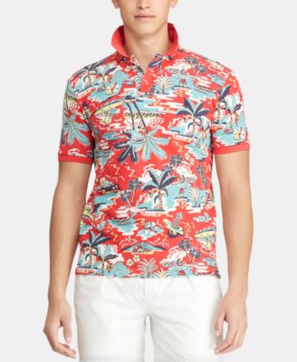 Classic-Fit Mesh Hawaiian Polo Shirt 