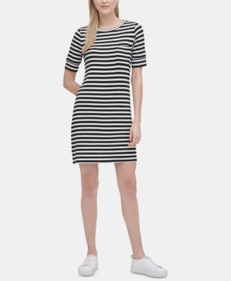 calvin klein striped shirt dress