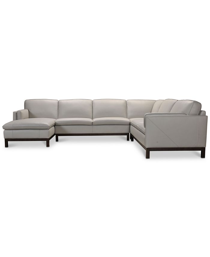 Furniture Virton 136" 4Pc. Leather Chaise Sectional Sofa, Created for