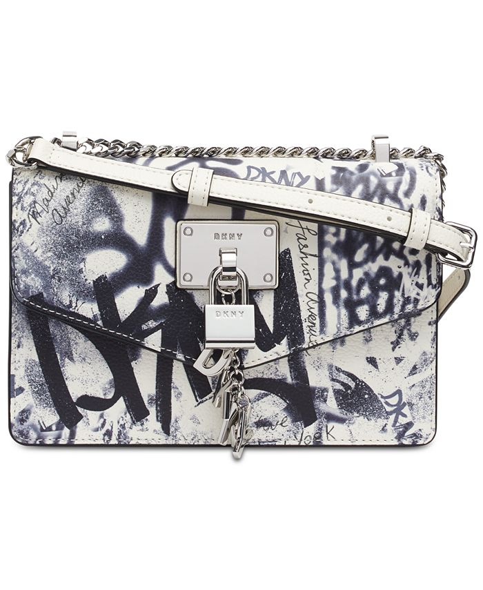 DKNY Elissa Graffiti Logo Leather Shoulder Bag, Created for Macy's ...