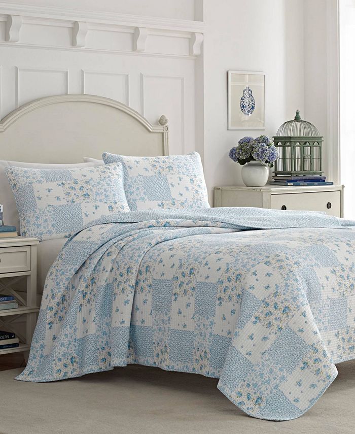 Laura Ashley Kenna Blue Quilt Set Twin Reviews Bedding Collections Bed Bath Macy S | laura ashley amberly cotton quilt set full/queen soft blue reversible + 2 shams. kenna blue quilt set twin