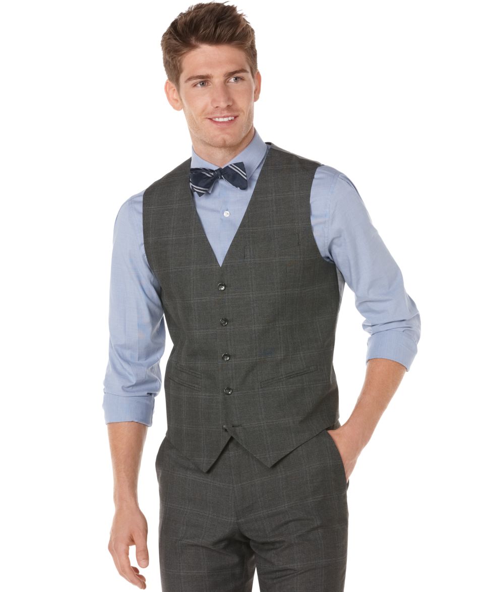 Perry Ellis Vests, Fine Plaid Vest