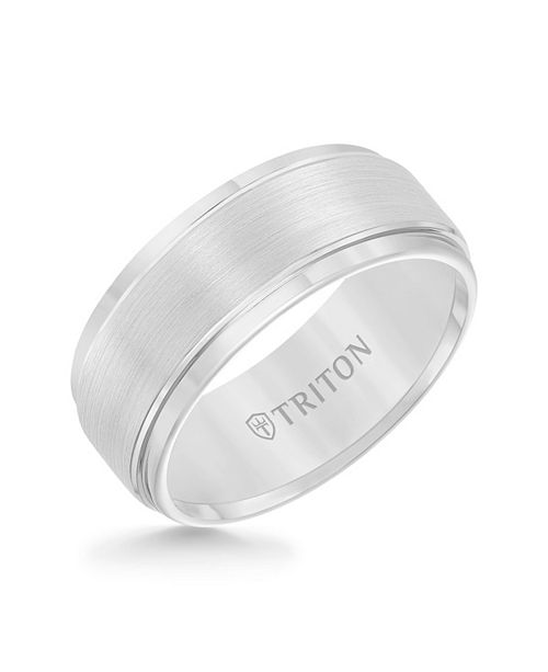 Triton Men S White Tungsten Carbide Ring Comfort Fit Wedding Band 9mm Reviews Rings Jewelry Watches Macy S