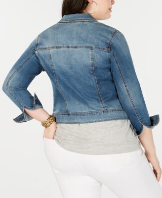macys plus size denim jacket