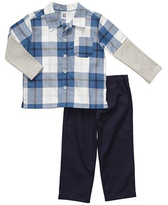 Carter's Baby Set, Baby Boys Layered Flannel Shirt and Pants - Kids ...