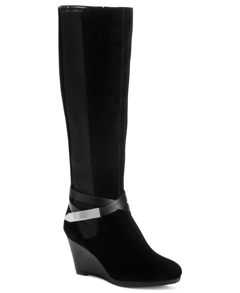 Calvin Klein Womens Shoes, Lucia Tall Wedge Boots