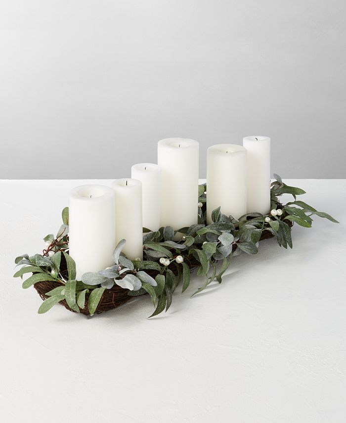 Martha Stewart Collection Silver Woods Artificial Mistletoe Candle Holder Centerpiece Created For Macy S Reviews Shop All Holiday Home Macy S