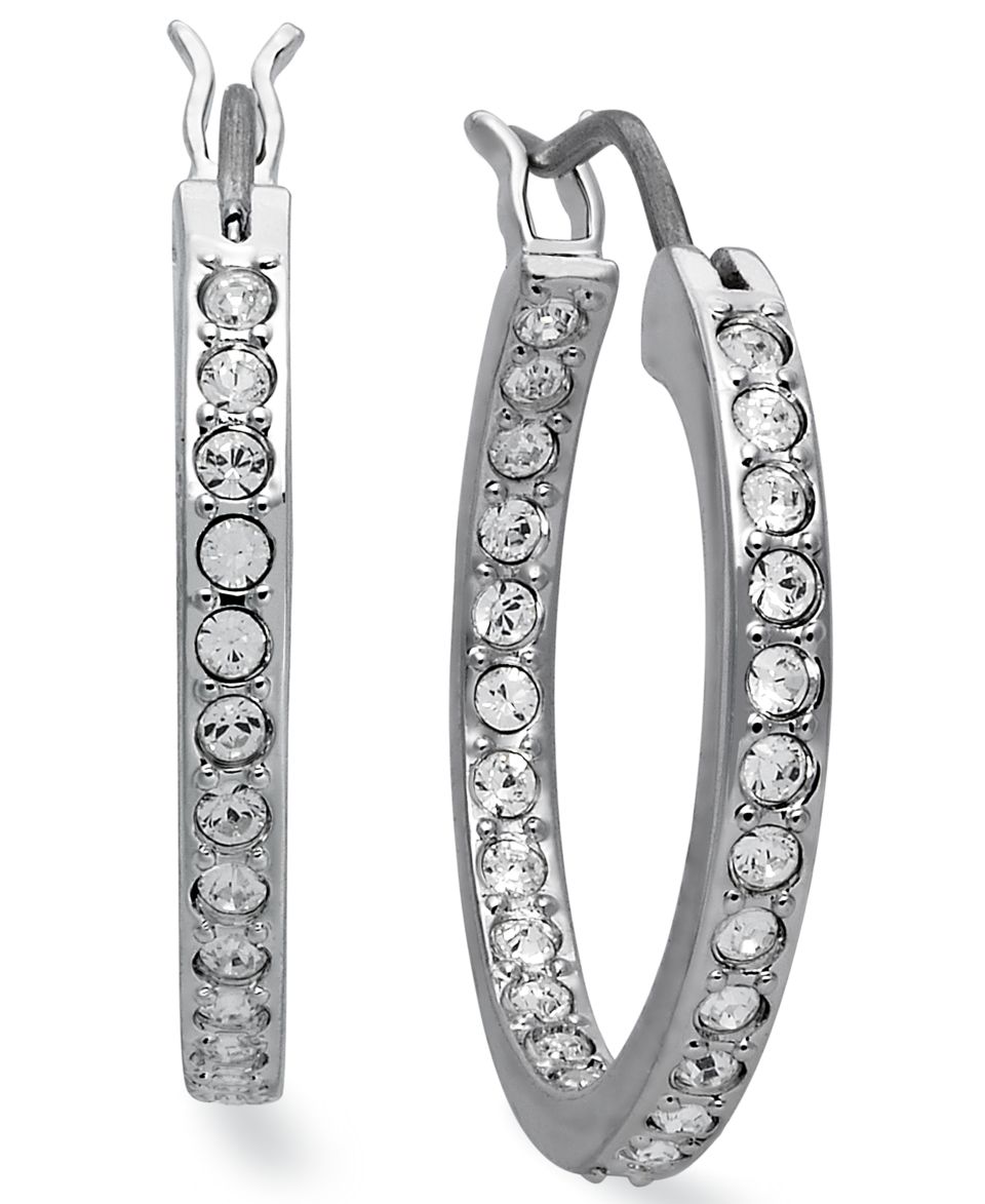 Traditions Sterling Silver Earrings, Channel Set Clear Swarovski