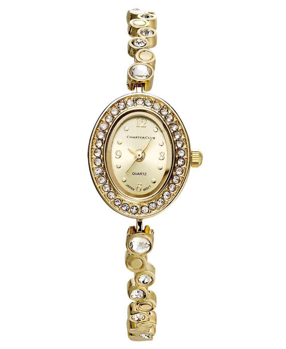 Charter Club Watch, Womens Gold Tone Crystal Bubble Bracelet 23mm