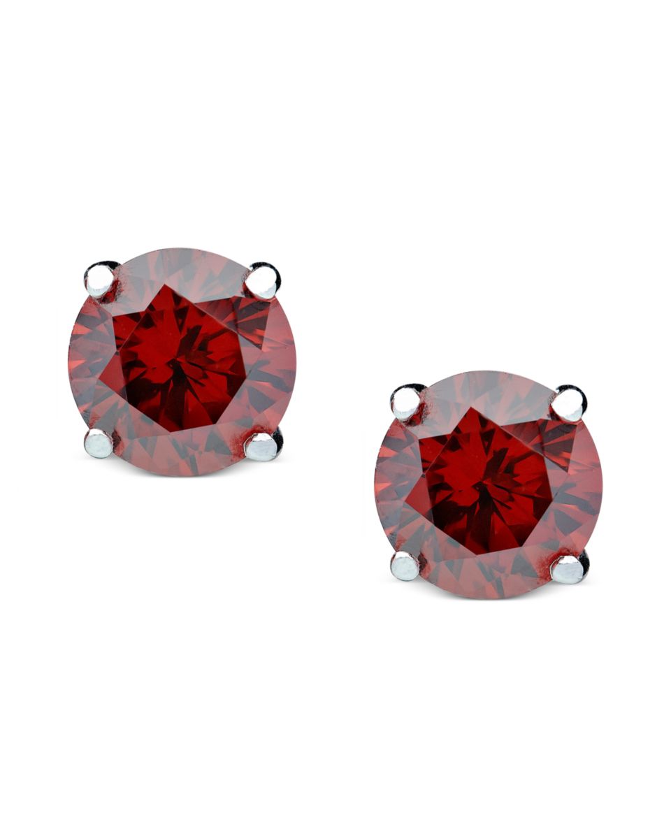 CRISLU Earrings, Platinum Over Sterling Silver July Birthstone Ruby